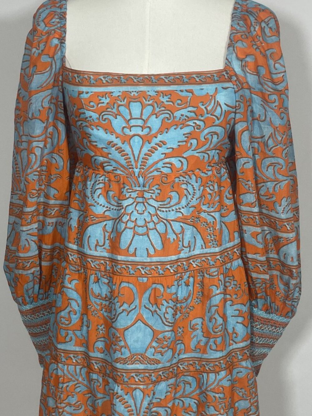 Alice + Olivia Rowen Geometric-Print Back-Tie Babydoll Dress Size S